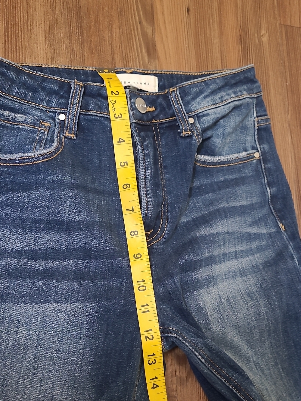 Dark Blue Distressed Womens Jeans - Picture 6 of 12